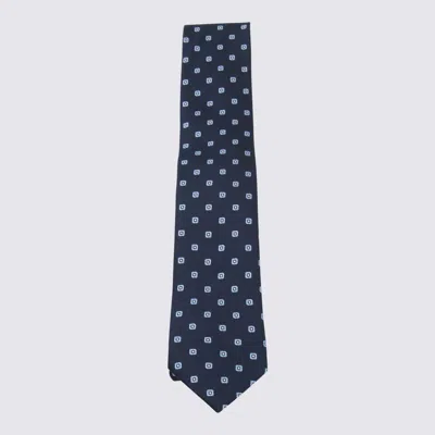 Zegna Ties With Pointed Tip And Patterned Design In Blue