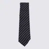 Zegna Diagonal Striped Tie Pointed Shape In Blue