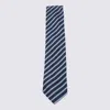 Zegna Diagonal Striped Ties Standard Width In Blue