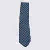 Zegna Geometric Pattern Tie Pointed Tip In Blue