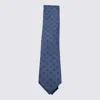 Zegna Geometric Pattern Wide Blade Ties Collection In Blue