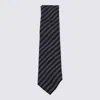Zegna Diagonal Striped Tie Pointed Shape In Blue
