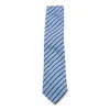 Zegna Diagonal Striped Tie Pointed Shape In Blue