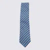 Zegna Diagonal Striped Tie Pointed Shape In Blue