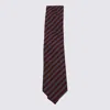 Zegna Striped Pattern Pointed Tip Ties In Brown