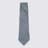 Zegna Geometric Patterned Tie Pointed Tip In Blue