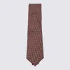 Zegna Geometric Silk Tie Pointed Tip In Brown