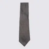 Zegna Geometric Pattern Ties Pointed Tip In Gray