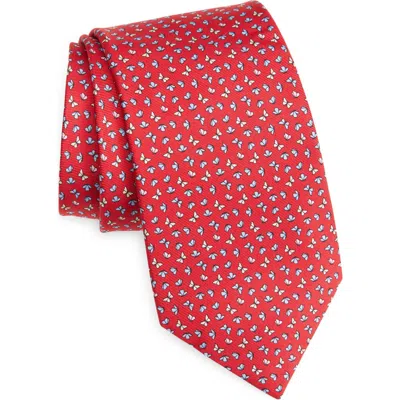Zegna Ties Butterfly Print Silk Tie In Red