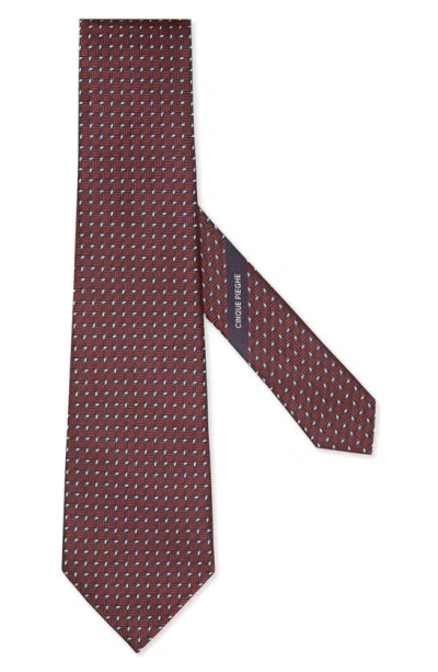 Zegna Ties Cinque Pieghe Geometric Silk Tie In Red
