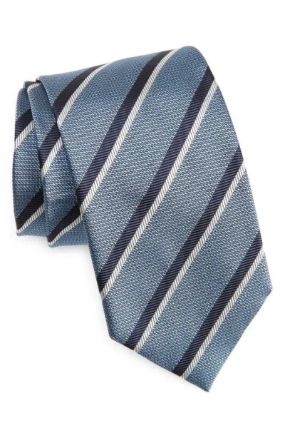 Zegna Ties Diagonal Stripe Jacquard Silk Tie In Gray