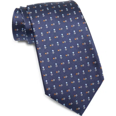 Zegna Ties Diamond Neat Silk Tie In Blue