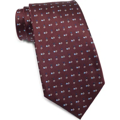 Zegna Ties Diamond Neat Silk Tie In Burgundy