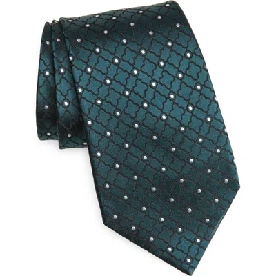 Zegna Ties Dot Quatrefoil Mulberry Silk Tie In Green