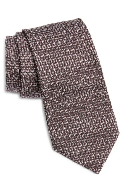 Zegna Ties Floral Dot Mulberry Silk Jacquard Tie In Mulberry/ Pink