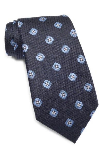 Zegna Ties Floral Medallion Silk Tie In Blue