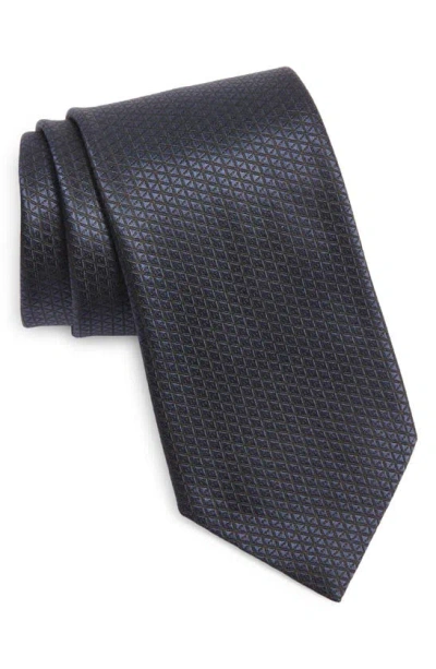 Zegna Ties Geometric Silk Jacquard Tie In Darkblue