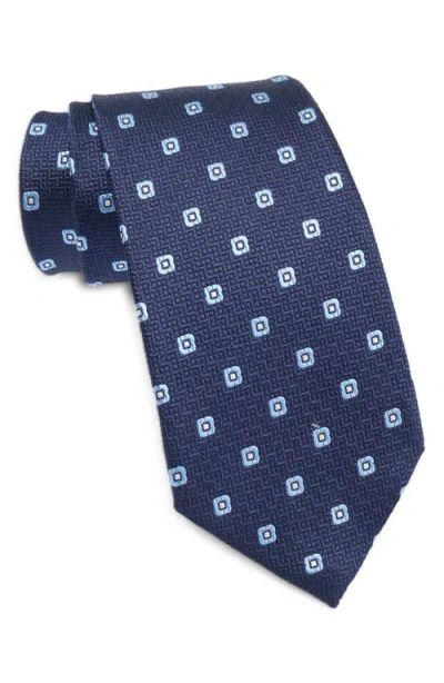 Zegna Ties Geometric Silk Tie In Blue