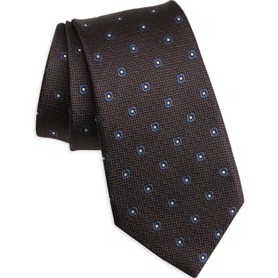 Zegna Ties Geometric Silk Tie In Brown