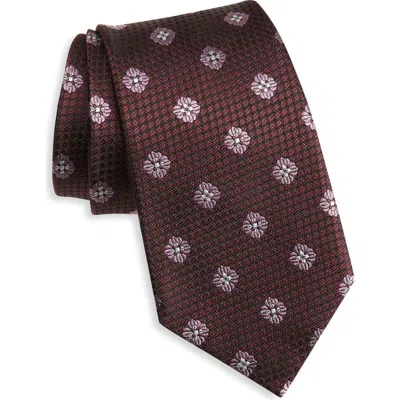 Zegna Ties Geometric Silk Tie In Brown