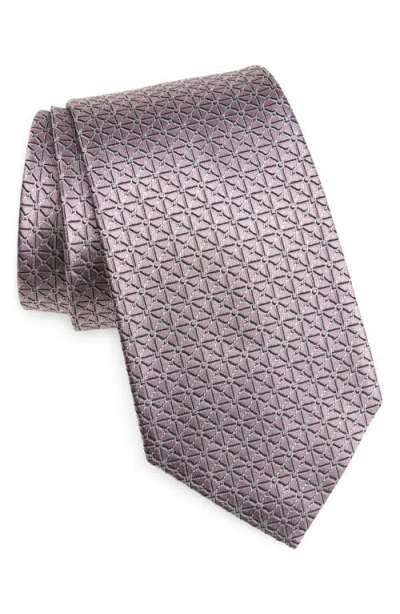 Zegna Ties Geometric Silk Tie In Pink