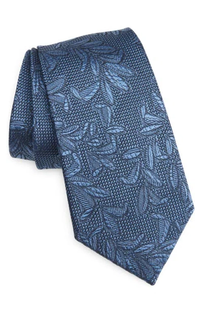 Zegna Ties Leaf Silk Jacquard Tie In Blue