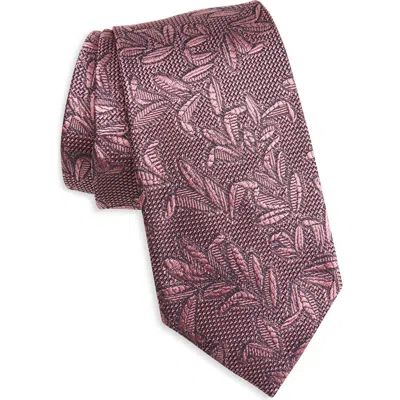 Zegna Ties Leaf Silk Jacquard Tie In Pink