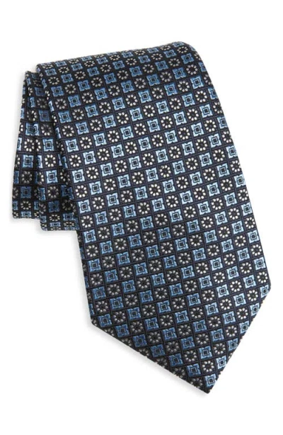 Zegna Ties Medallion Mulberry Silk Tie In Blue