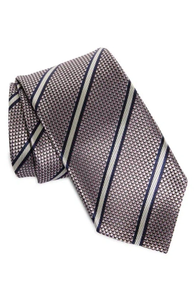 Zegna Ties Paglie Bold Stripe Mulberry Silk Tie In Gray