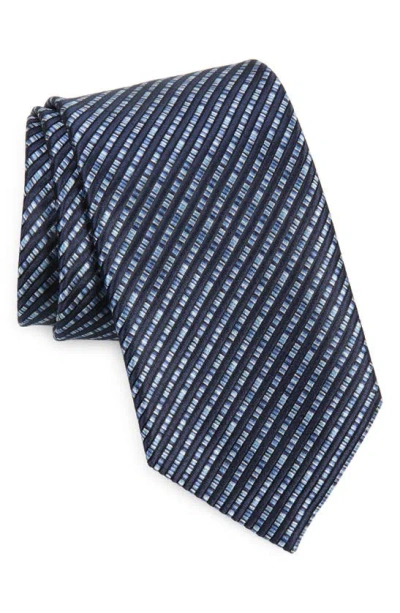 Zegna Ties Paglie Small Stripe Silk Tie In Blue