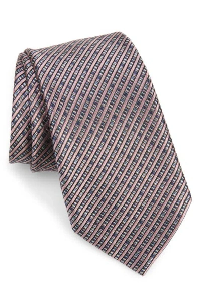 Zegna Ties Paglie Small Stripe Silk Tie In Pink