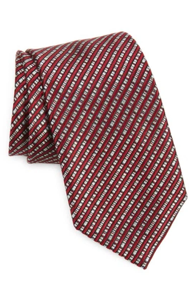 Zegna Ties Paglie Small Stripe Silk Tie In Red