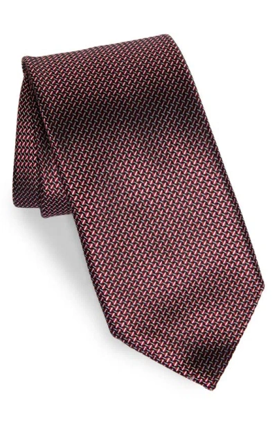 Zegna Ties Paglie Small Weave Mulberry Silk Tie In Red