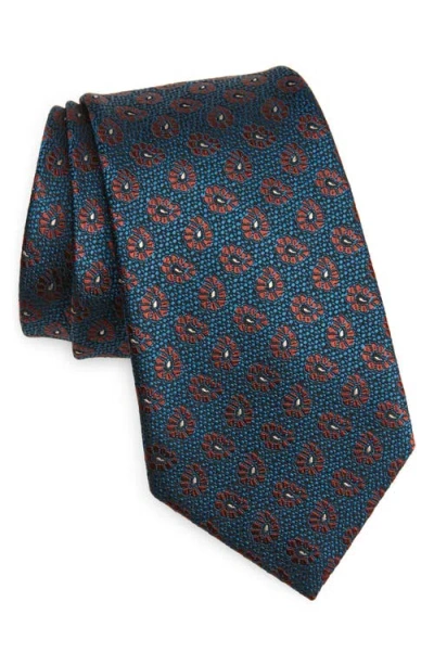Zegna Ties Paisley Medallion Mulberry Silk Tie In Blue