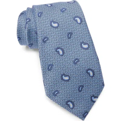 Zegna Ties Paisley Petal Silk Tie In Blue