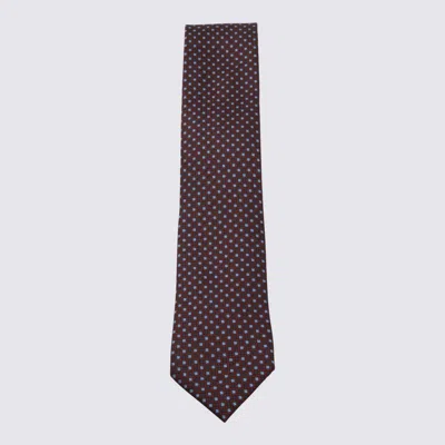 Zegna Slim Ties With Pointed Tip And Pattern In Brown