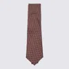 Zegna Geometric Silk Tie Pointed Tip In Red