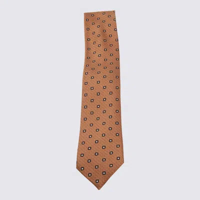 Zegna Geometric Pattern Tie Square Motifs In Brown