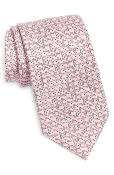 Zegna Ties Seagull Print Silk Tie In Pink