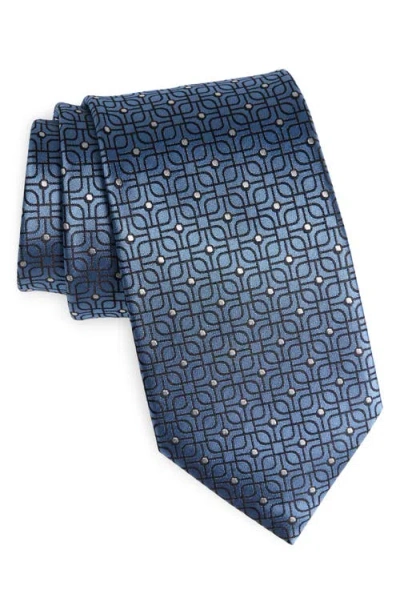 Zegna Ties Square Motif Silk Tie In Light Blue