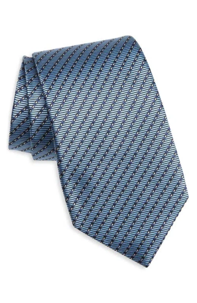 Zegna Ties Stripe Cinque Pieghe Silk Tie In Blue
