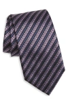 Zegna Ties Stripe Mulberry Silk Tie In Purple
