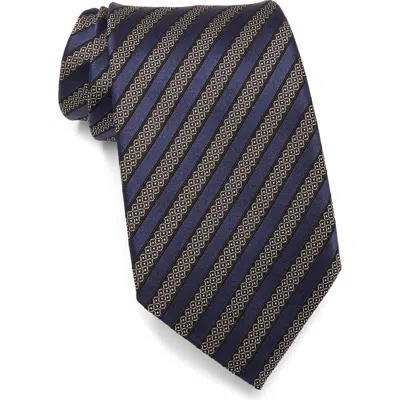 Zegna Ties Stripe Silk & Cotton Tie In Blue