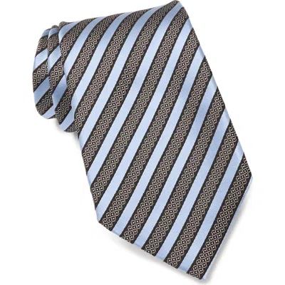 Zegna Ties Stripe Silk & Cotton Tie In Blue