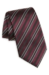 Zegna Ties Stripe Silk Blend Tie In Burgundy