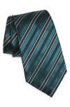Zegna Ties Stripe Silk Blend Tie In Green