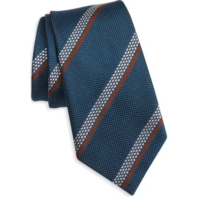 Zegna Ties Stripe Silk Tie In Blue