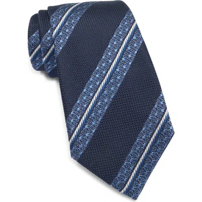 Zegna Ties Stripe Silk Tie In Blue