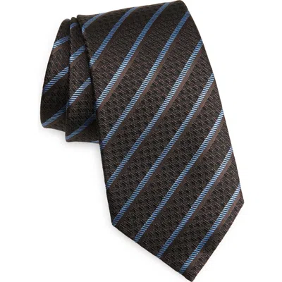 Zegna Ties Stripe Silk Tie In Brown