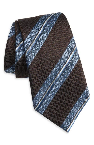 Zegna Ties Stripe Silk Tie In Brown